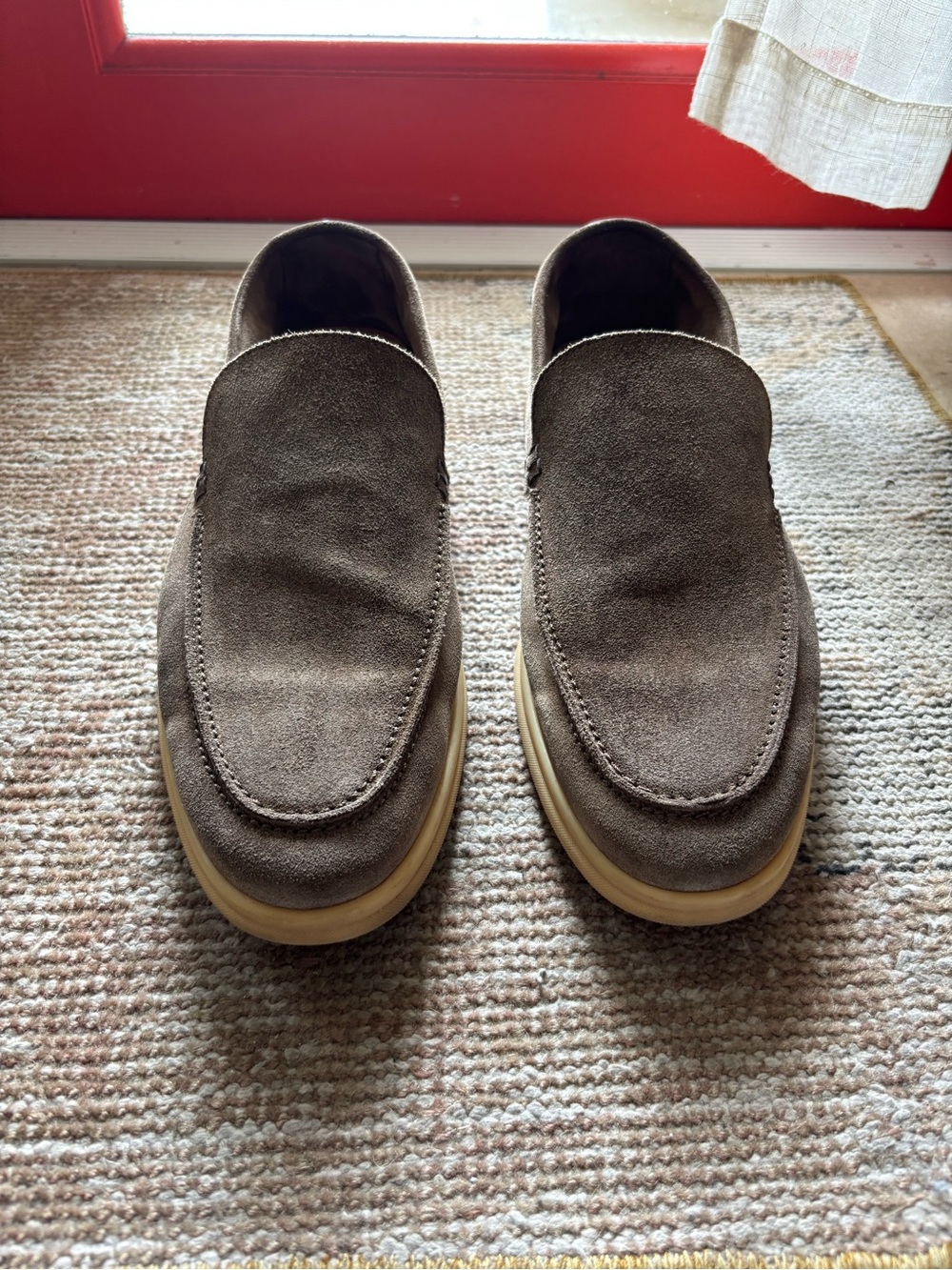 Men's Suede Slip-On Loafers in Taupe Brown
